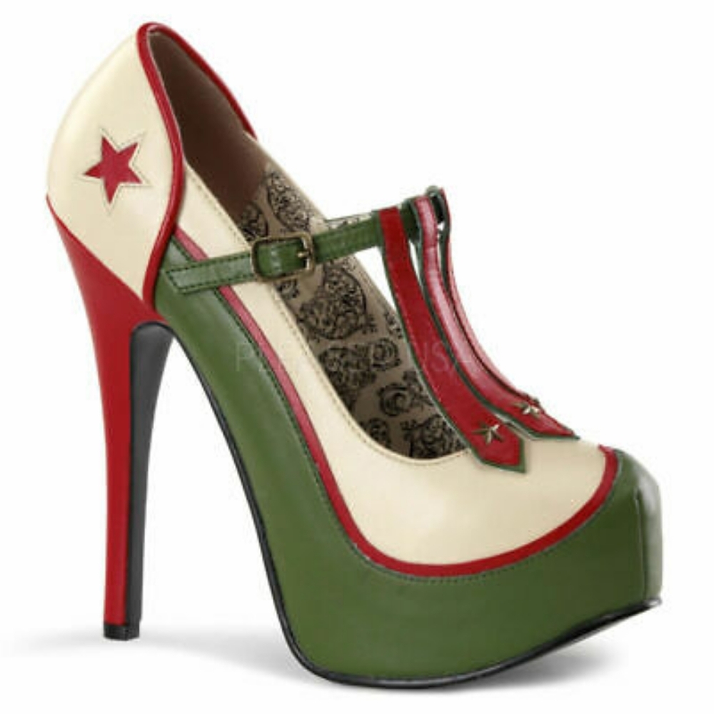Bordello t-strap Military heels